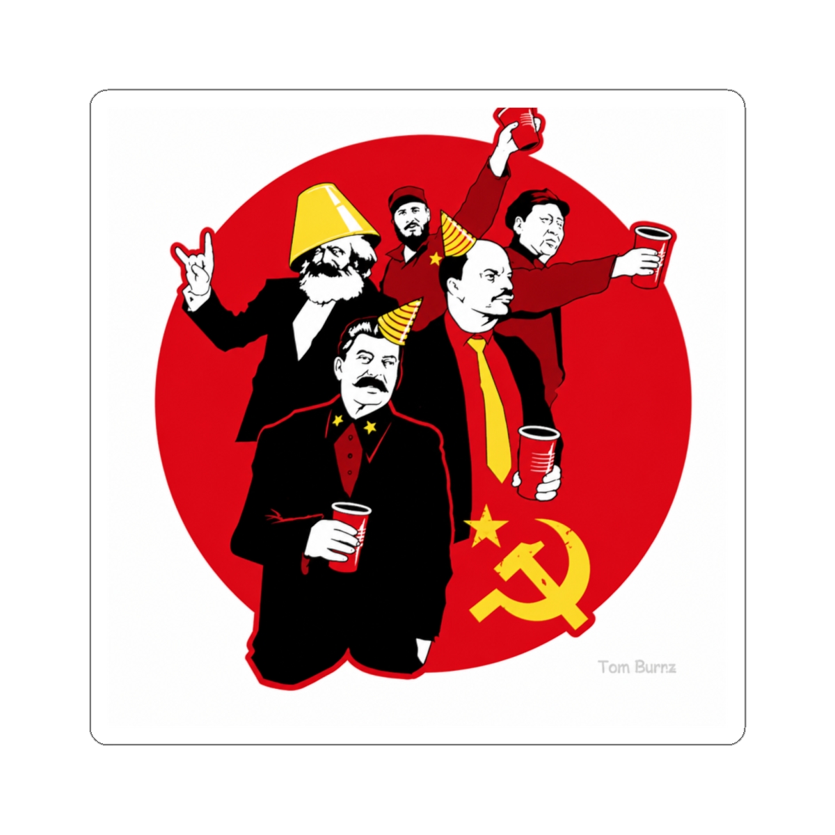 LA STICKERS - The Communist Party Sticker - Red, Retro, Waterproof, Outdoor, Auto, Wall, Laptop, Cell, Truck Sticker | Red Scare